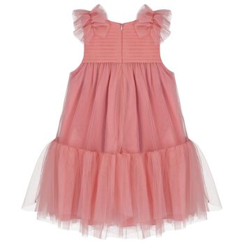 Girls Pink Ruffled Tulle Dress