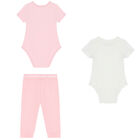 Baby Girls Pink & White Logo Gift Set, 2, hi-res