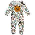 Baby Boys White Teddy Bear Logo Babygrow, 1, hi-res
