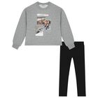 طقم بنات ليغنز  باللون الرمادي و الأسود, 1, hi-res