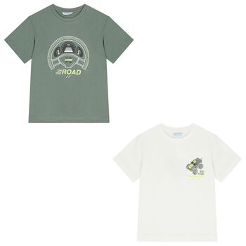 Boys White & Green T-Shirts ( 2-Pack )