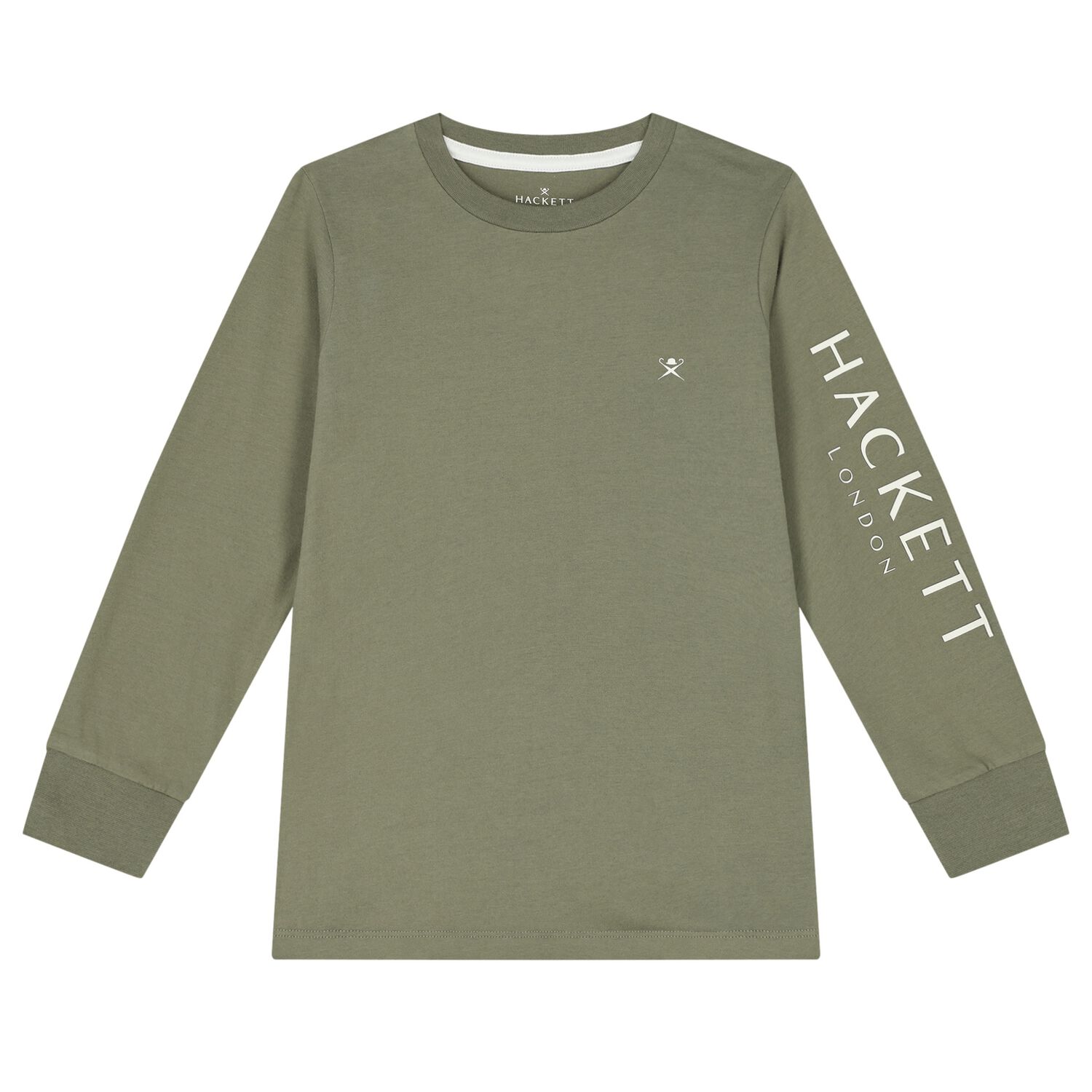 Boys Khaki Logo Long Sleeve Top, 2, hi-res