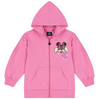 Girls Pink Minnie Mouse Hooded Zip Up Top, 1, hi-res