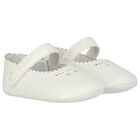 Baby Girls White Leather Pre Walker Shoes, 3, hi-res
