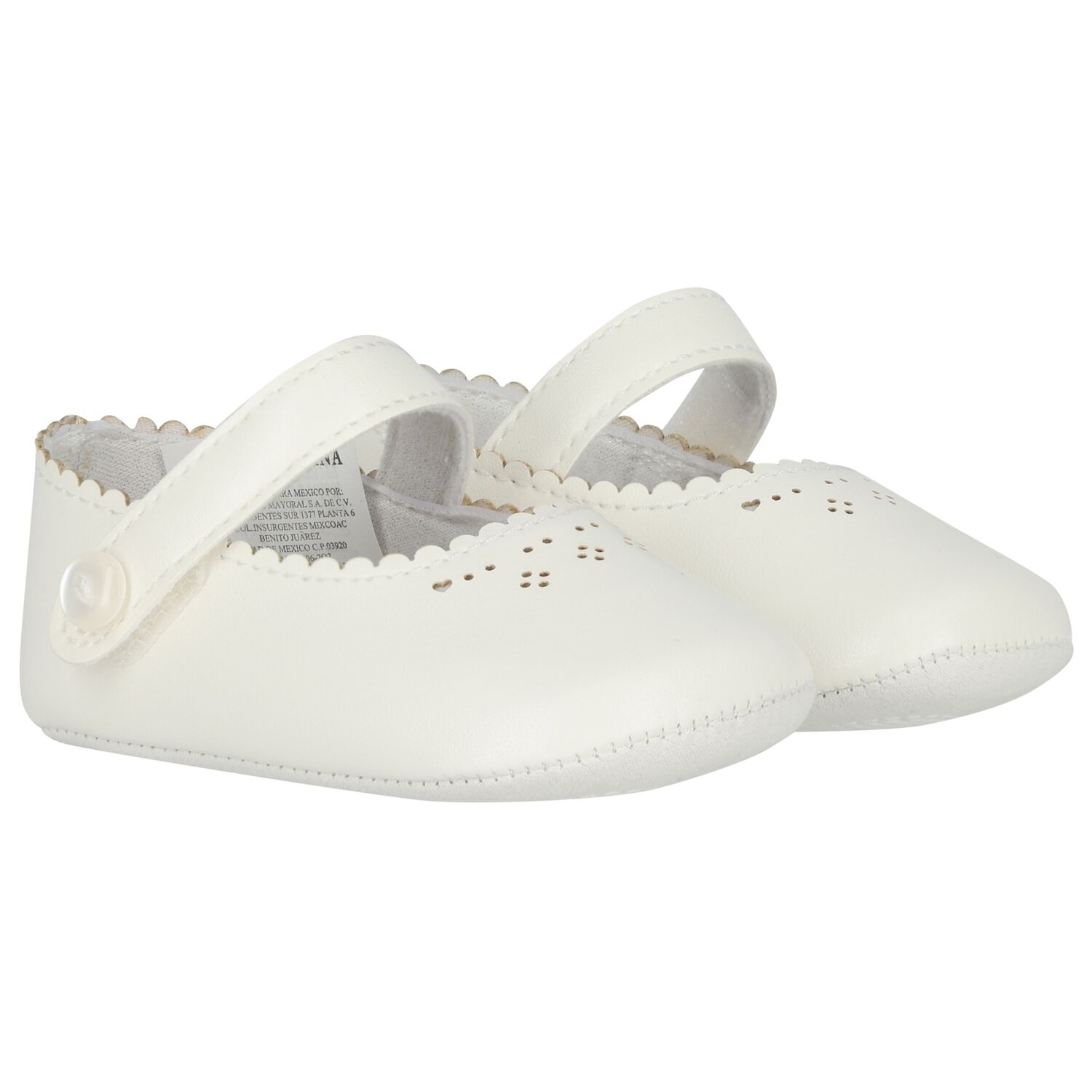 Baby Girls White Leather Pre Walker Shoes, 3, hi-res