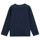 Boys Navy Blue Logo Long Sleeve Top, 4, hi-res