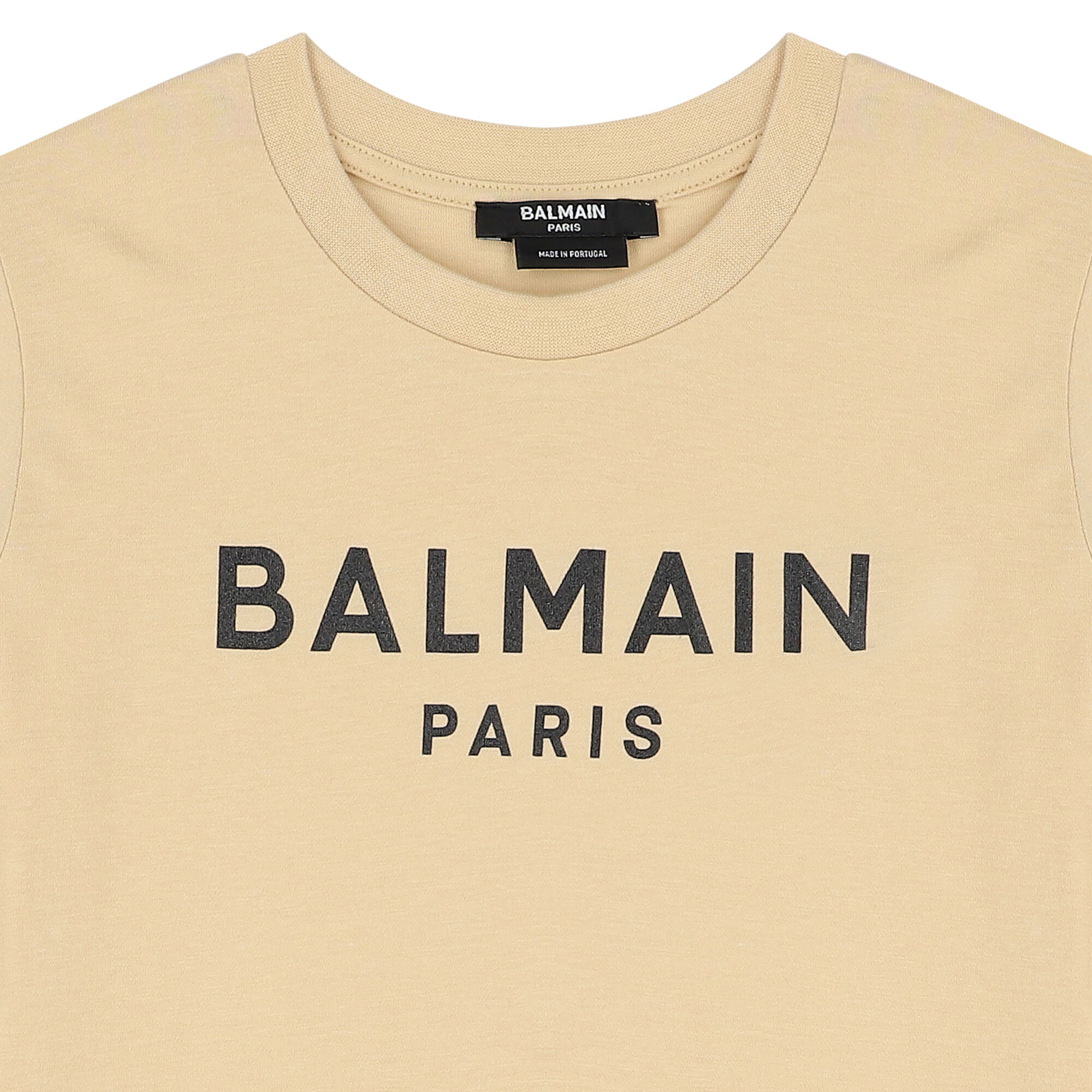 Balmain Boys Beige Logo T Shirt Junior Couture UAE