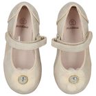 Younger Girls Gold Diamante Flower Shoes, 1, hi-res