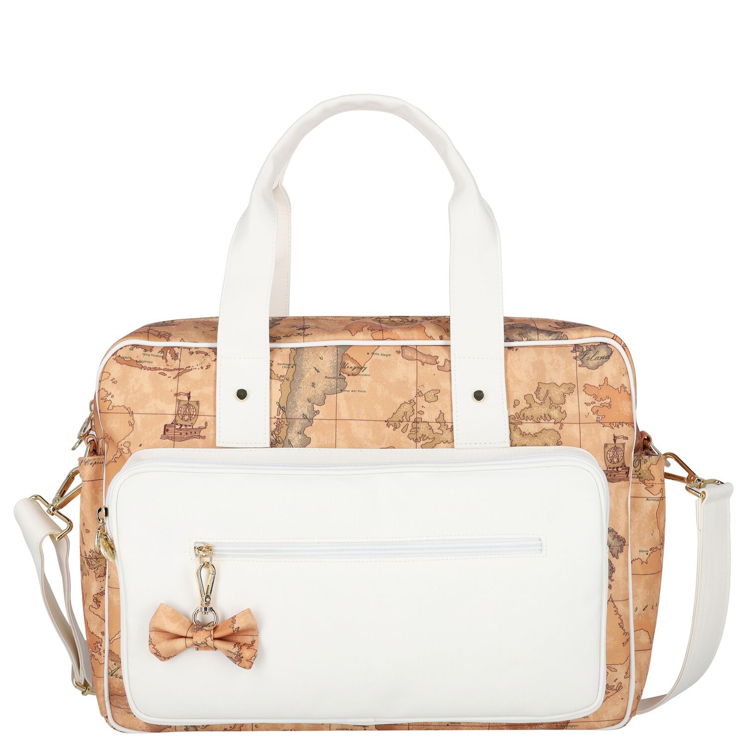 Beige & White Geo Map Baby Changing Bag, 3, hi-res image number null