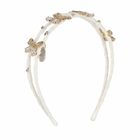 Girls White & Gold Butterfly Headband, 1, hi-res