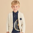 Boys Beige logo Blazer, 1, hi-res