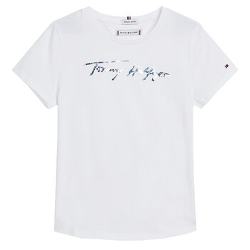 Girls White Logo T-Shirt 