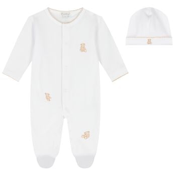 White Teddy Bear Babygrow Gift Set