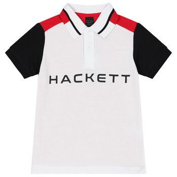 تيشيرت بولو اولاد بالشعار باللون الابيض والاحمر 