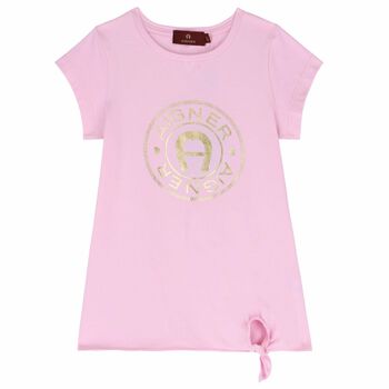 Girls Pink & Gold Logo T-Shirt