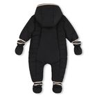 Baby Boys Black Logo Padded Snowsuit, 1, hi-res