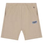 Boys Beige Logo Shorts, 2, hi-res