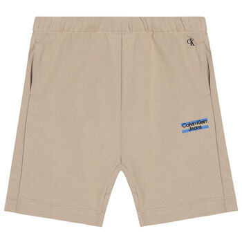 Boys Beige Logo Shorts