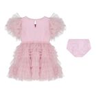 Baby Girls Pink & Black Bow Tulle Greta Dress Set, 1, hi-res