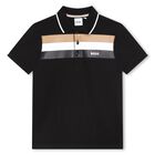 Boys Black Logo Polo Shirt, 1, hi-res