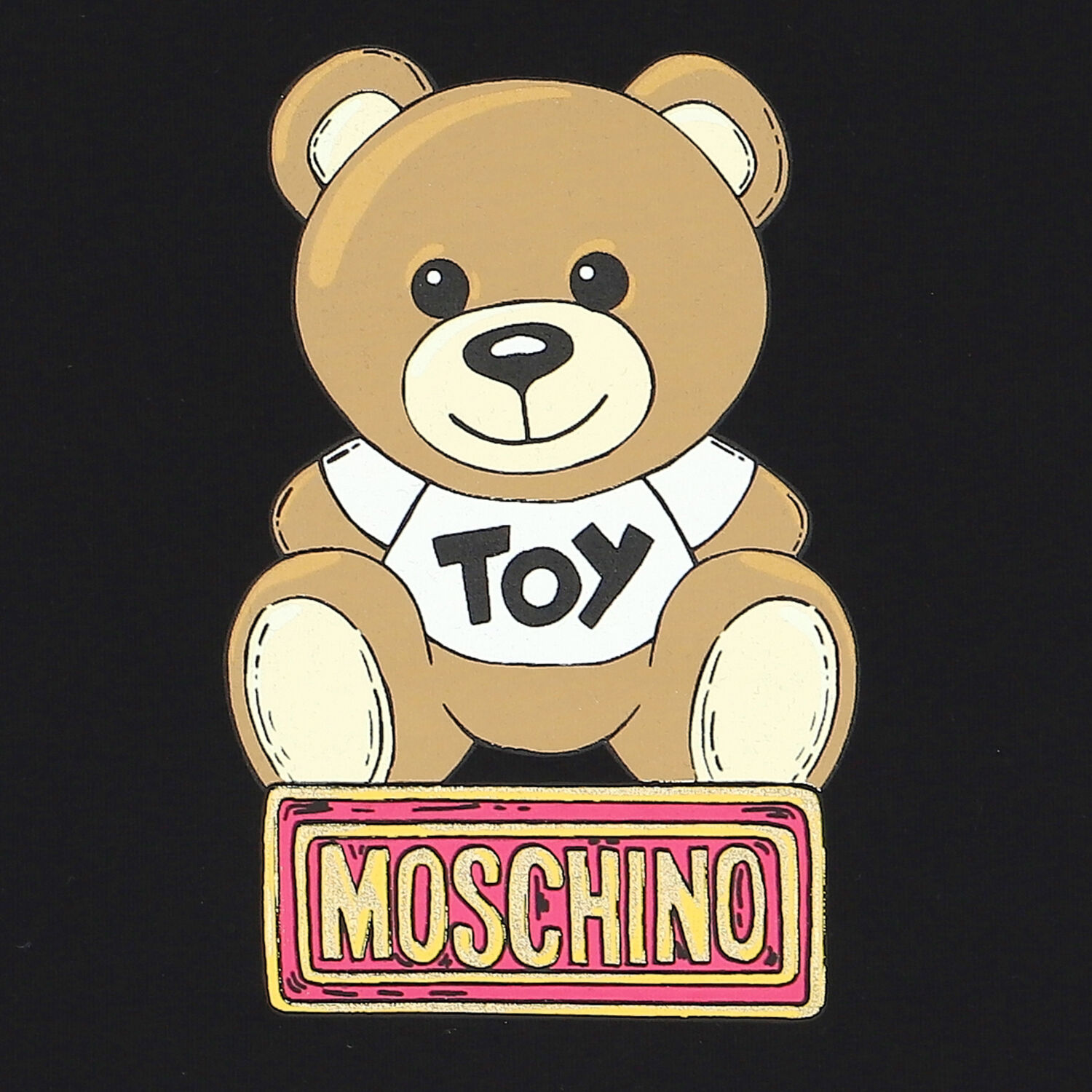  تيشيرت بشعار تيدي باللون الأسود للبنات, 1, hi-res