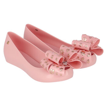 Girls Pink Bow Jelly Shoes