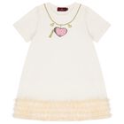 Girls Ivory Heartbag Print Dress, 1, hi-res