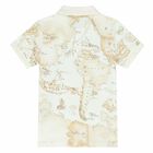 Boys White & Beige Geo Map Polo Shirt, 2, hi-res