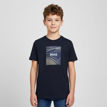 Boys Navy Blue Logo T-Shirt