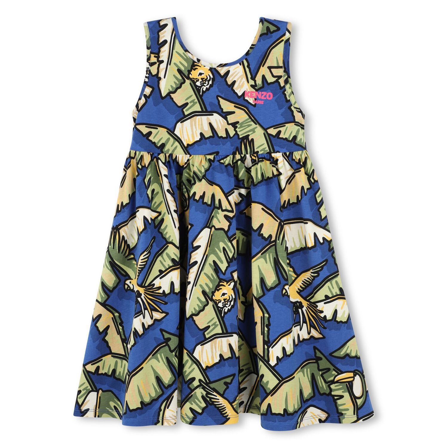 Girls Blue & Green Jungle Dress, 1, hi-res