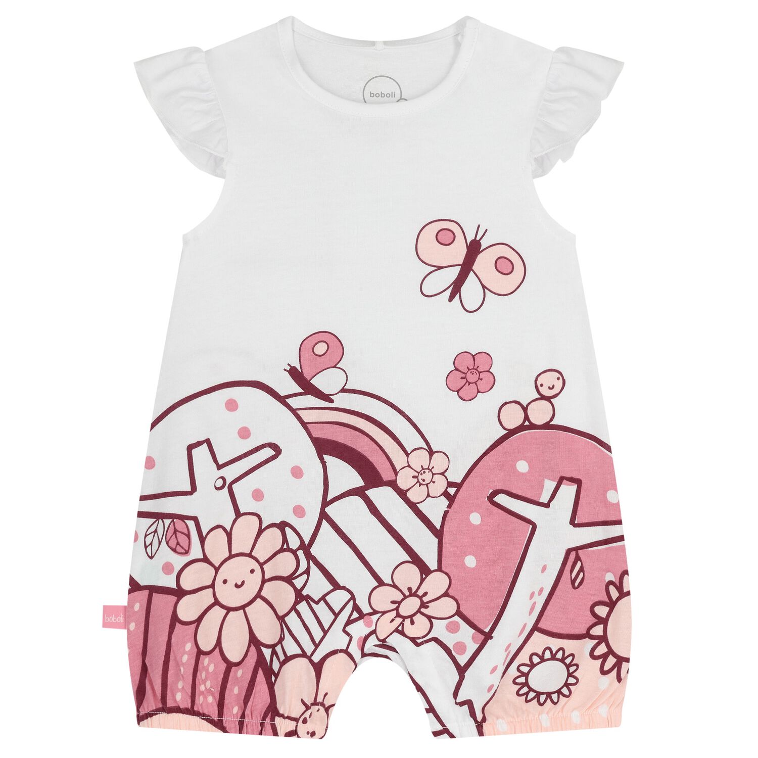 رومبير مزين بالفراشات للفتيات الصغيرات باللون الأبيض, 1, hi-res