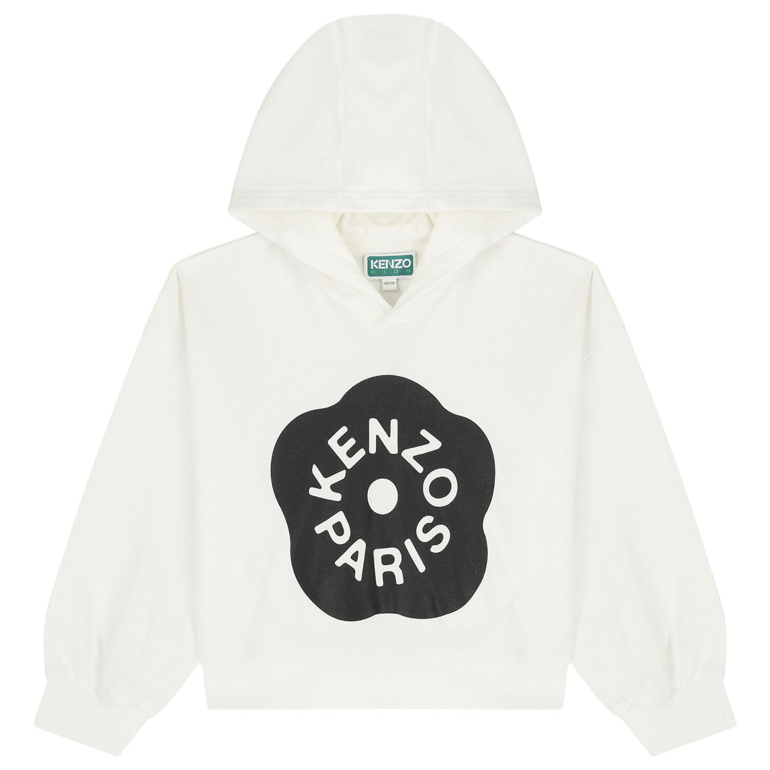 Girls White Boke Flower Logo Hooded Top, 1, hi-res