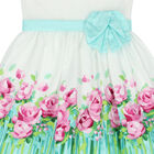Girls White & Green Floral Dress, 1, hi-res