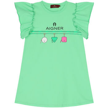 Girls Green Logo Dress