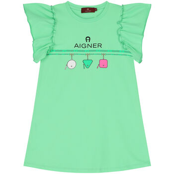 Girls Green Logo Dress