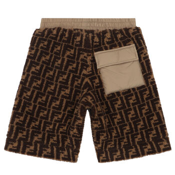 Boys Beige FF Logo Shorts