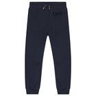 Girls Navy Blue Logo Joggers , 2, hi-res