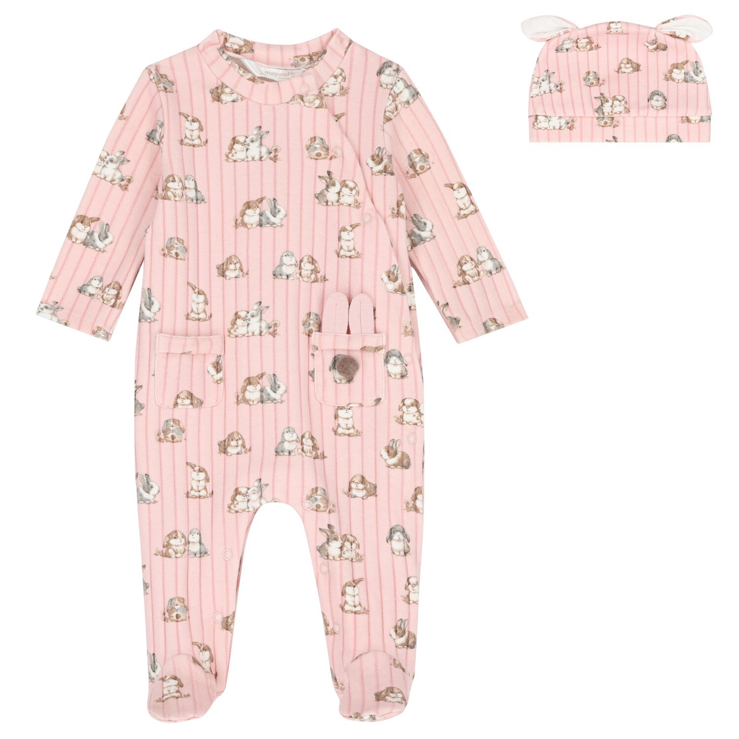Baby Girls Pink Bunny Babygrow Set, 3, hi-res image number null