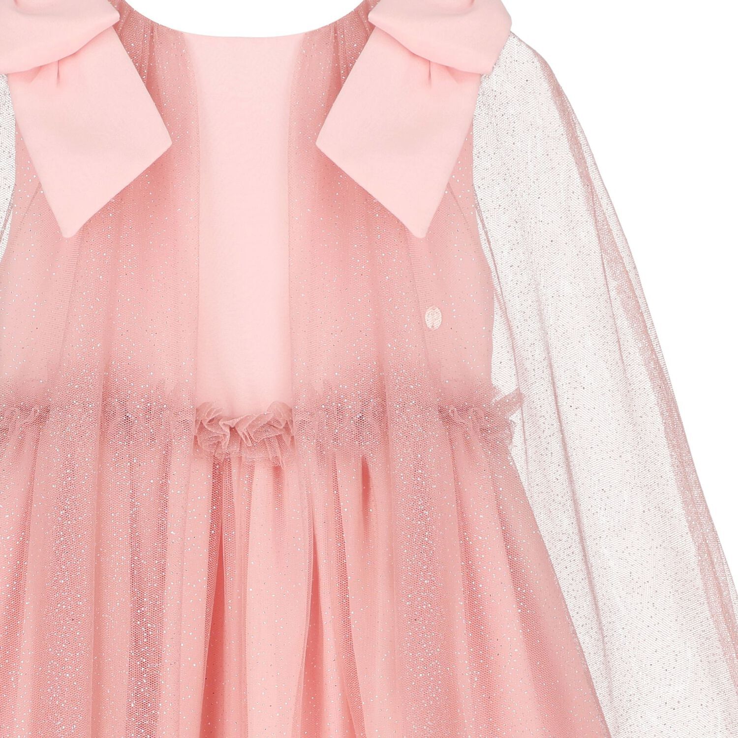 Girls Pink Tulle & Chiffon Cape Dress, 1, hi-res