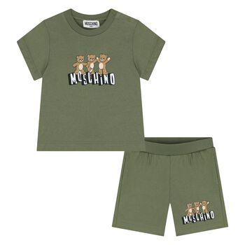 Younger Green Teddy Bear Shorts Set