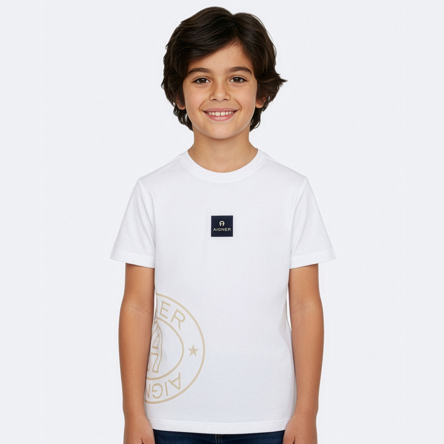 Boys White Logo T-Shirt, 1, hi-res