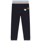 Boys Navy Teddy Joggers, 1, hi-res