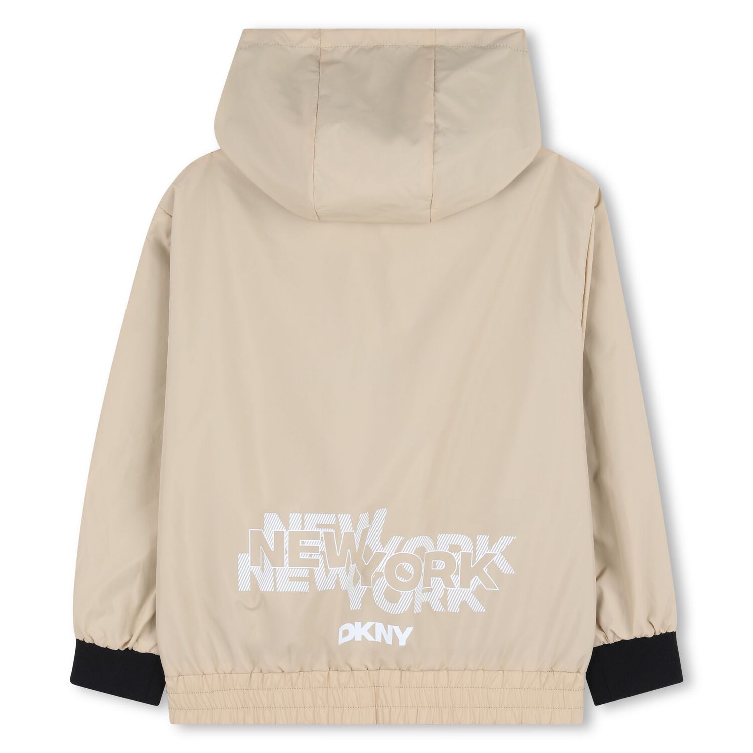 Boys Black & Beige Reversible Hooded Zip Up Top, 1, hi-res