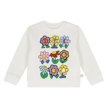 Younger Girls Ivory Flower Sweatshirt
