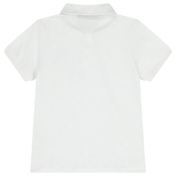 قميص بولو باللون الأبيض بشعار للأولاد