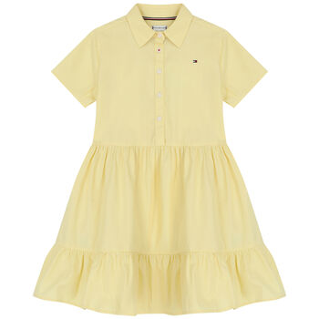 Girls Yellow Logo Shirt Dress
