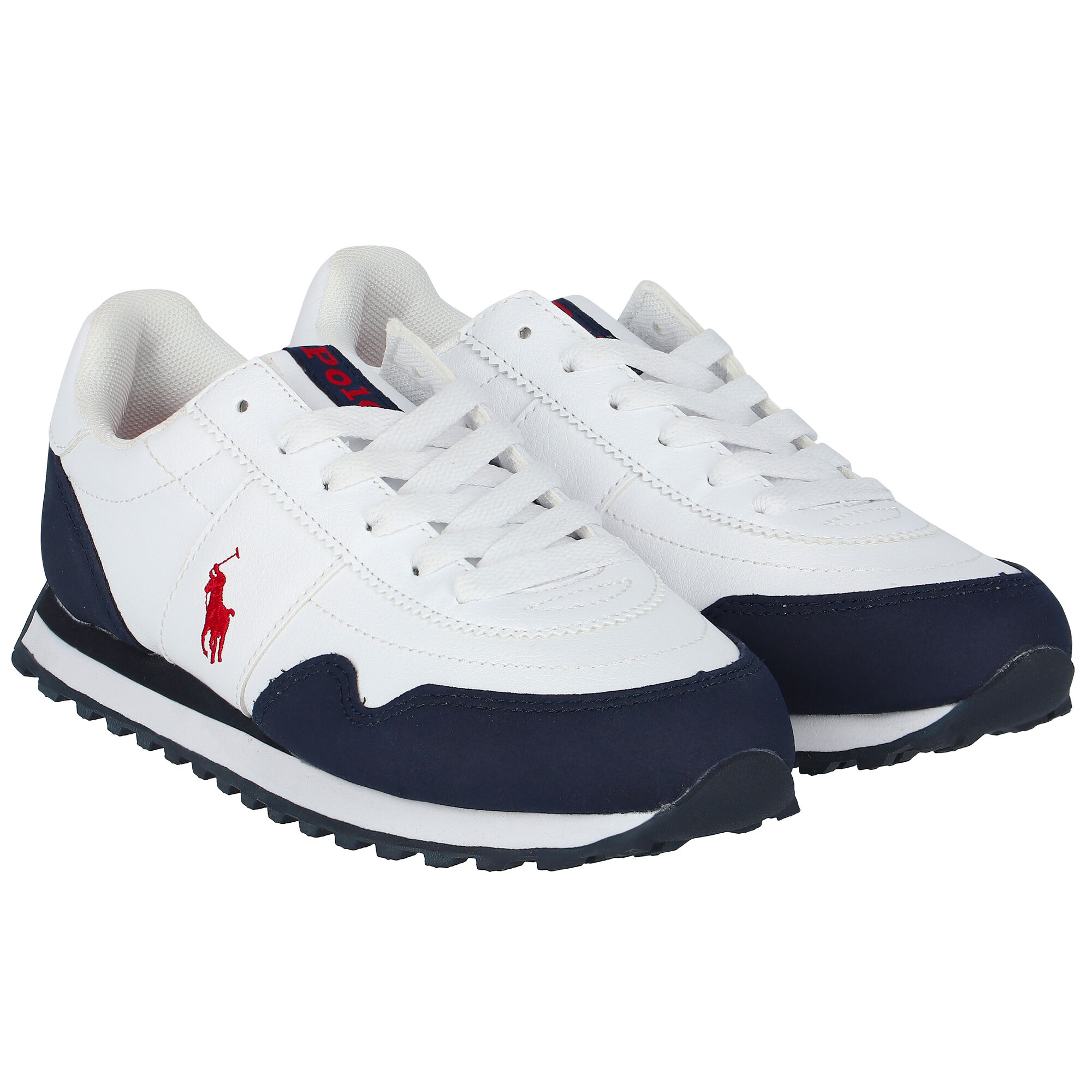 Ralph Lauren Boys White Navy Logo Trainers Junior Couture UAE