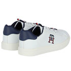 Boys White Logo Trainers, 1, hi-res