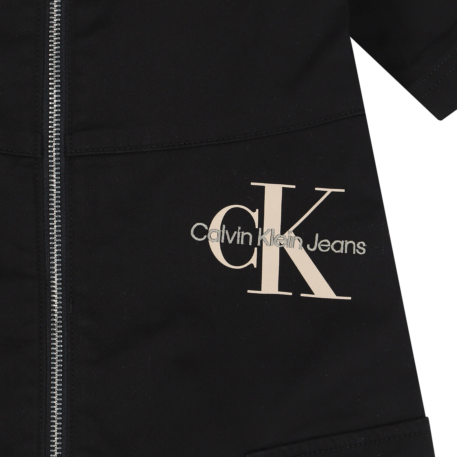 Girls Black Logo Zip-Up Dress, 1, hi-res image number null