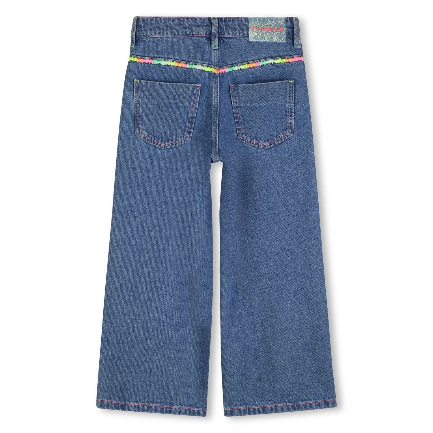 Girls Blue Denim Wide Leg Jeans, 1, hi-res